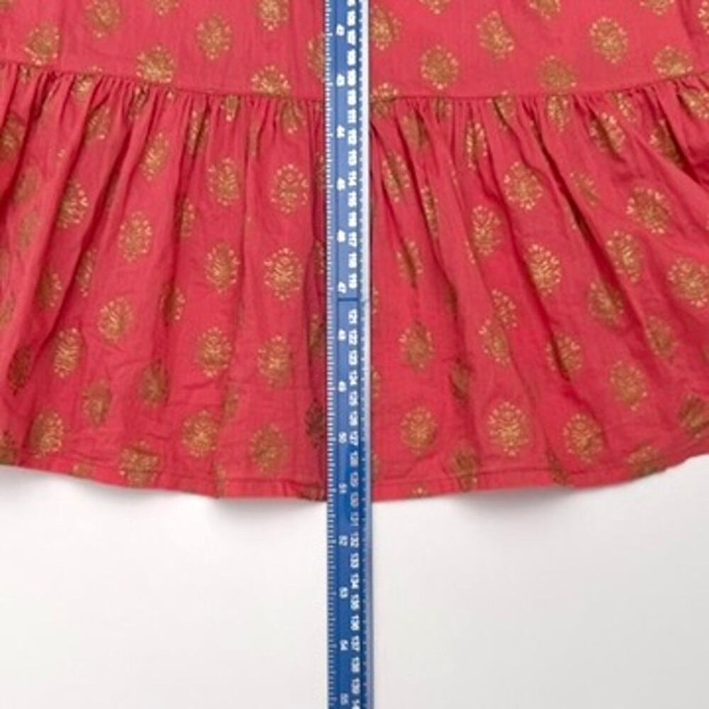 Vtg April Cornell Coral Pink & Metallic Gold Maxi Dress- Size XL Boho - Hippie - Picture 6 of 8